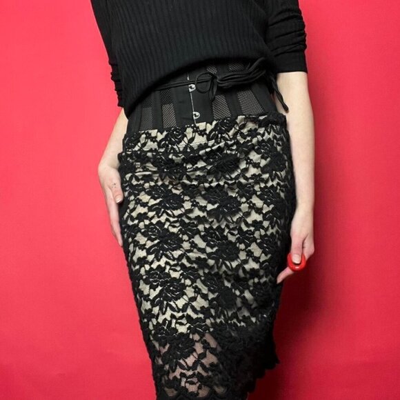 Ardene / Black and nude lace pencil skirtโโโโโโโโโโโ - Picture 6 of 7